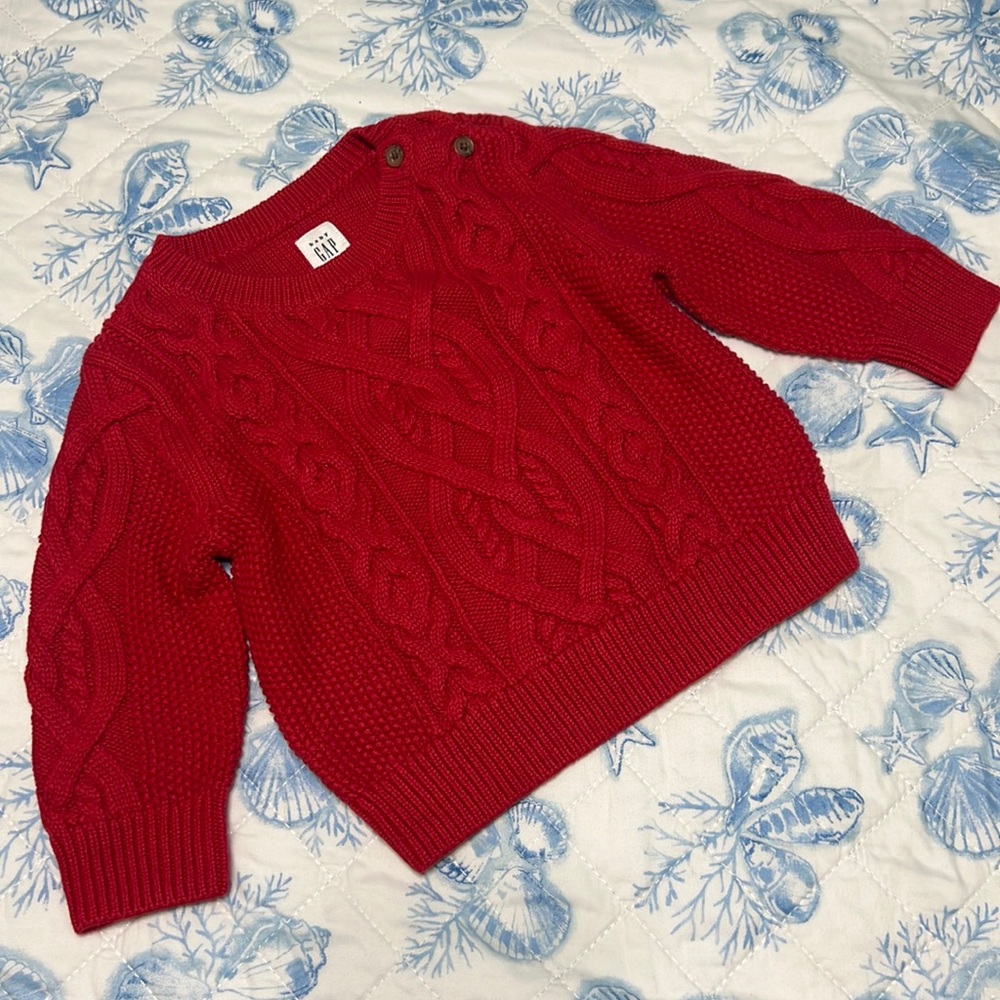 Baby Gap Red Cable Knit Sweater Size 12-18 Months